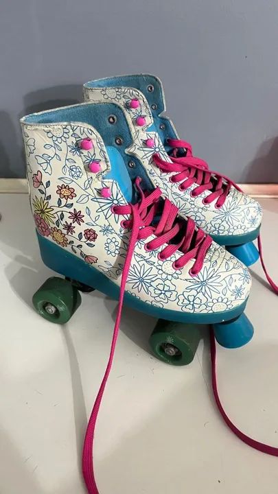 Patins Infantil com Rodinhas - Floral - Foto 3