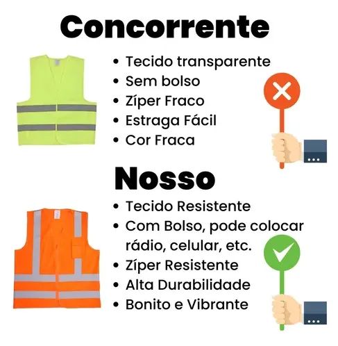 Colete Refletivo Sinalizador Fluorescente Segurança Epi com ziper tam G - Foto 4