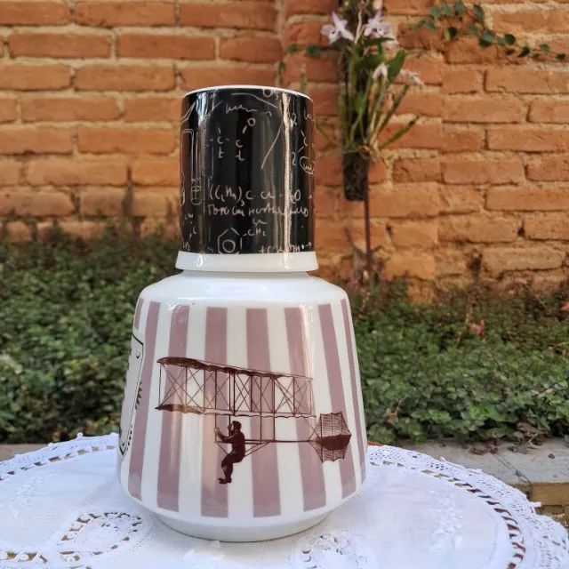 Moringa Porcelana com Copo - Tema Santos Dumont e Inspiração Criativa - Foto 3