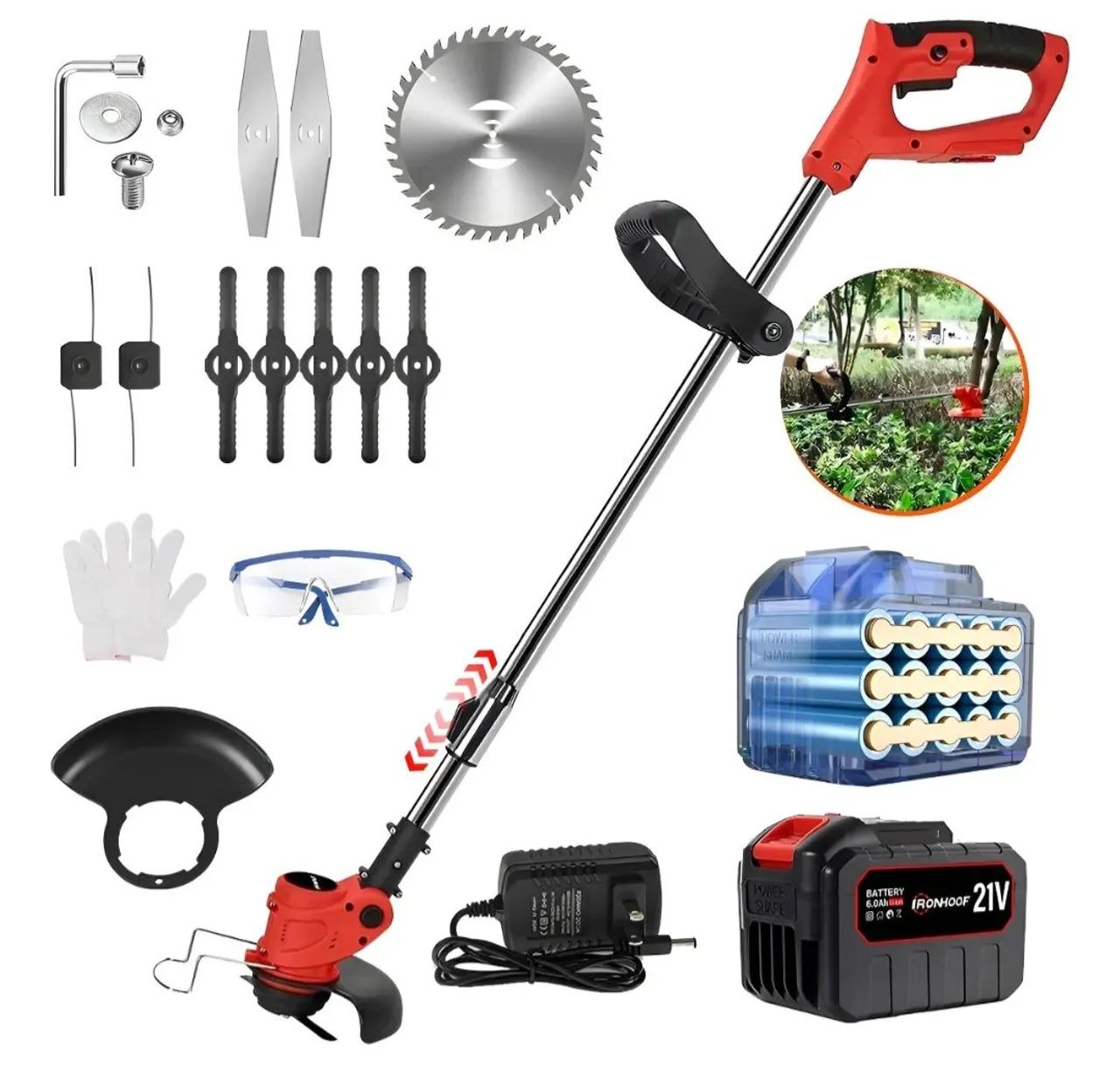 Cortador de Grama Roçadeira Aparador de Grama a Bateria Novo