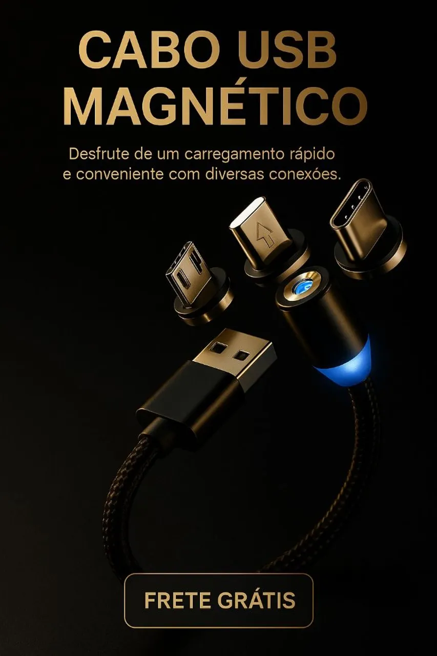 Cabo USB Magnético - Carregamento Rápido e Conveniente