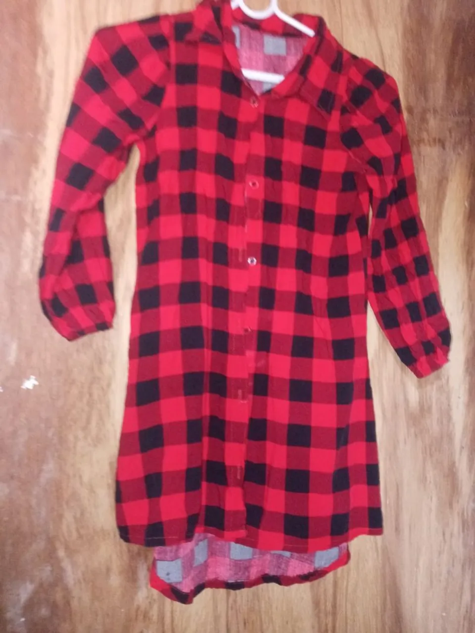 Vestido chamise xadrez vermelho e preto -