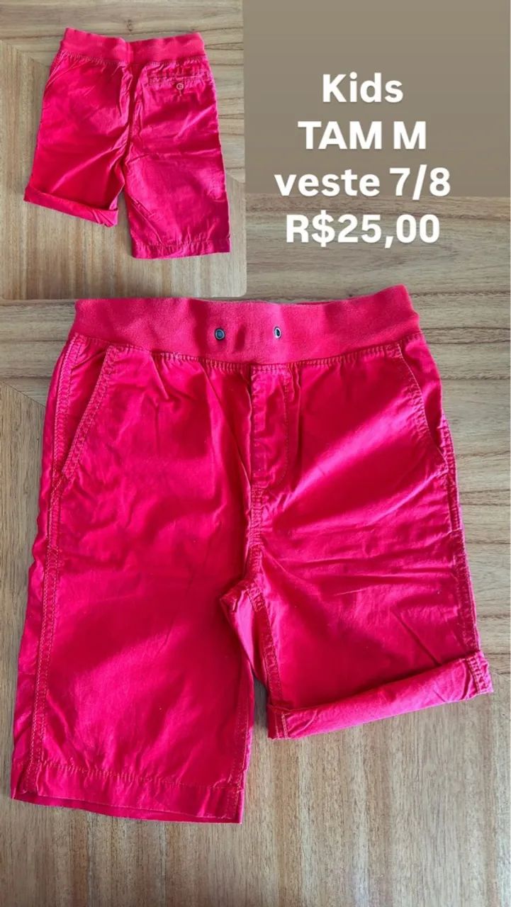 Shorts Vermelho Infantil - Tam M - 7/8 Anos