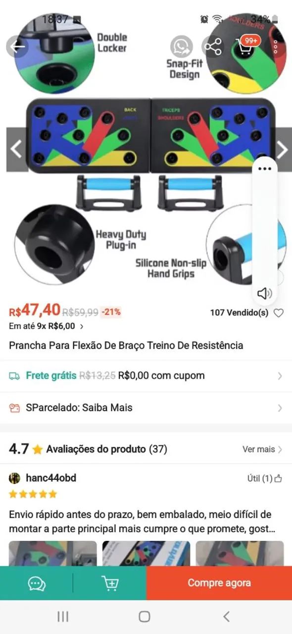 Prancha Para Flexão De Braço Treino De Resistência - Foto 2