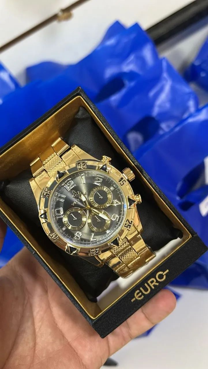 Relógio resistente água dourado masculino  - Foto 3