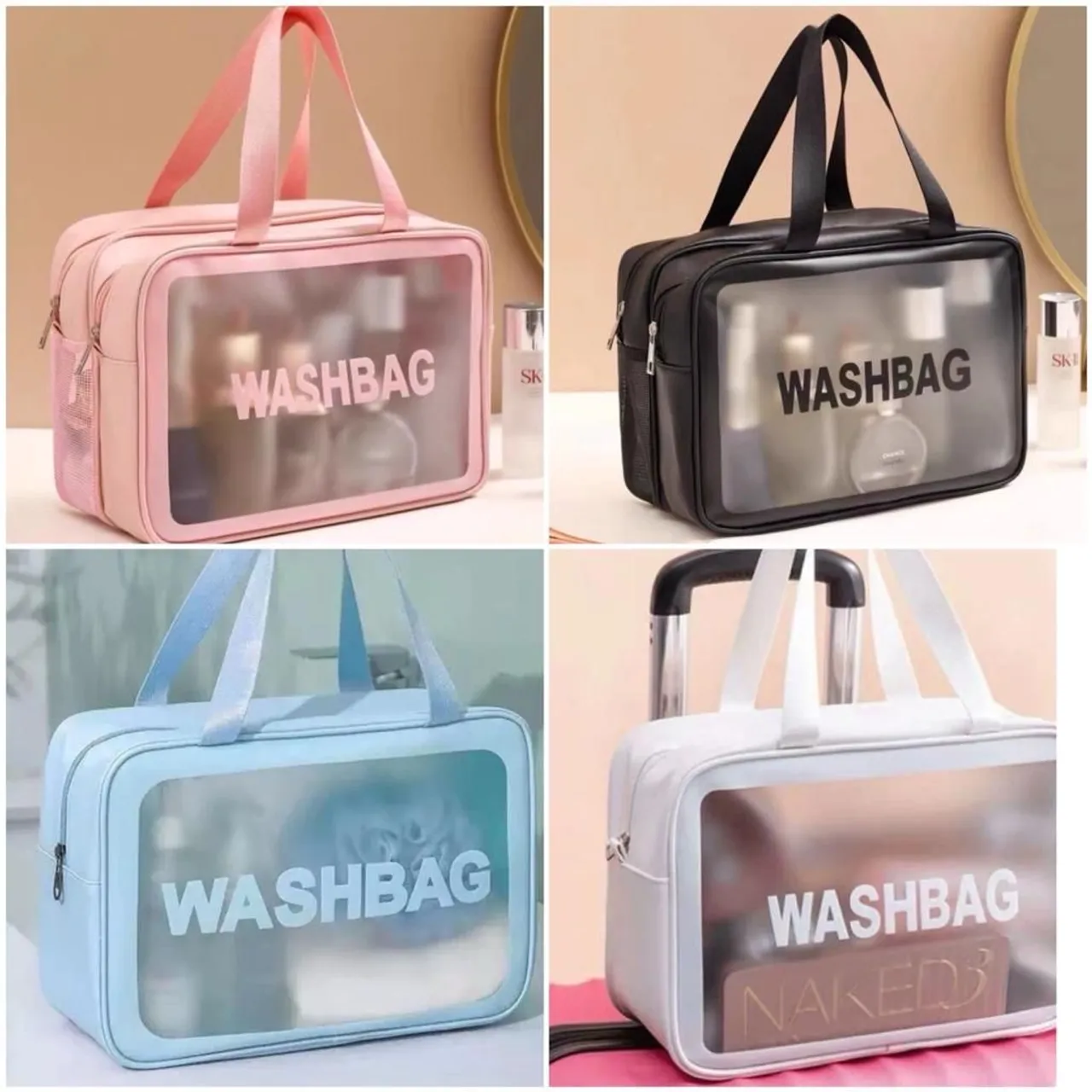 Necessaire Washbag Transparente - Diversas Cores