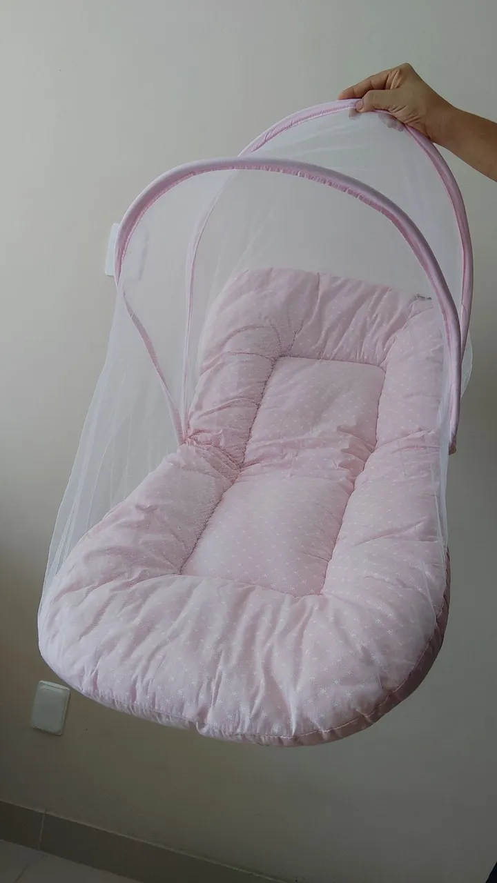 Ninho Redutor de Berço com Mosquiteiro - Rosa