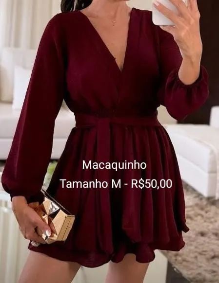 Macacão Manga Longa Bordô - Tamanho M