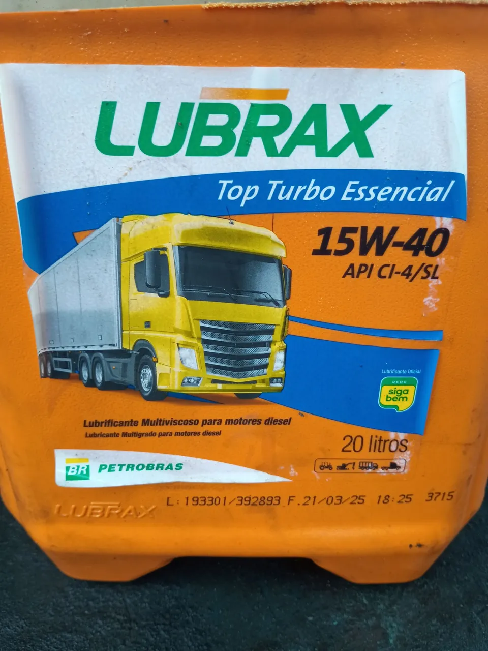 Lubrificantel 15W-40 - 20 Litros Lacrado