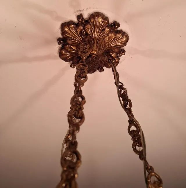 Lustre provençal da década de 40 em cobre e alabastro - Foto 3