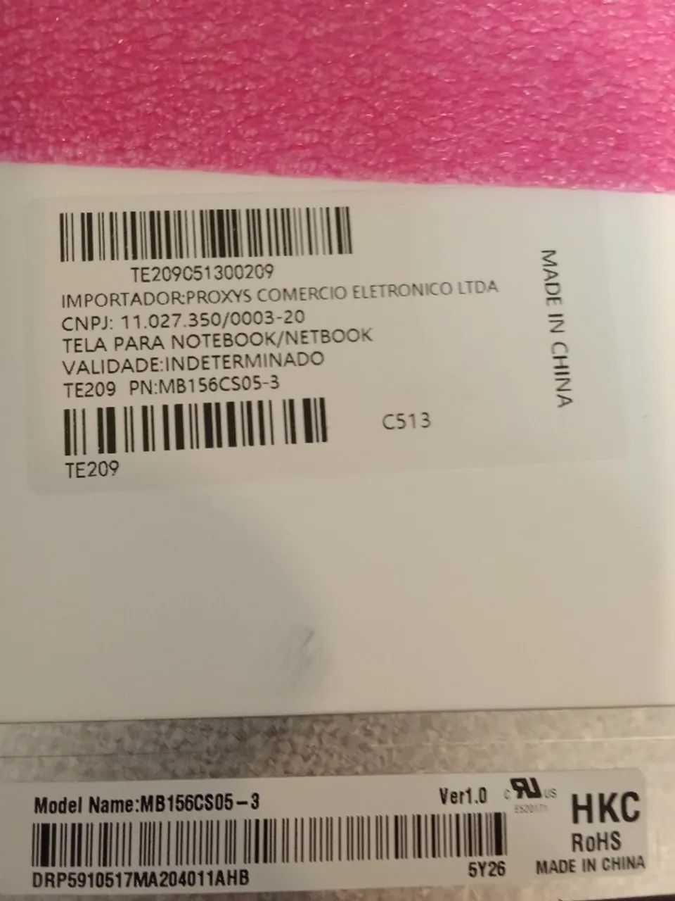 TELA LCD PARA NOTEBOOK 15,6 POLEGADAS - PART NUMBER: MB156CS05-3 - Foto 4