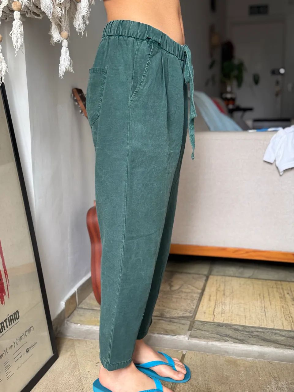 calça linho verde Zara M - Foto 5