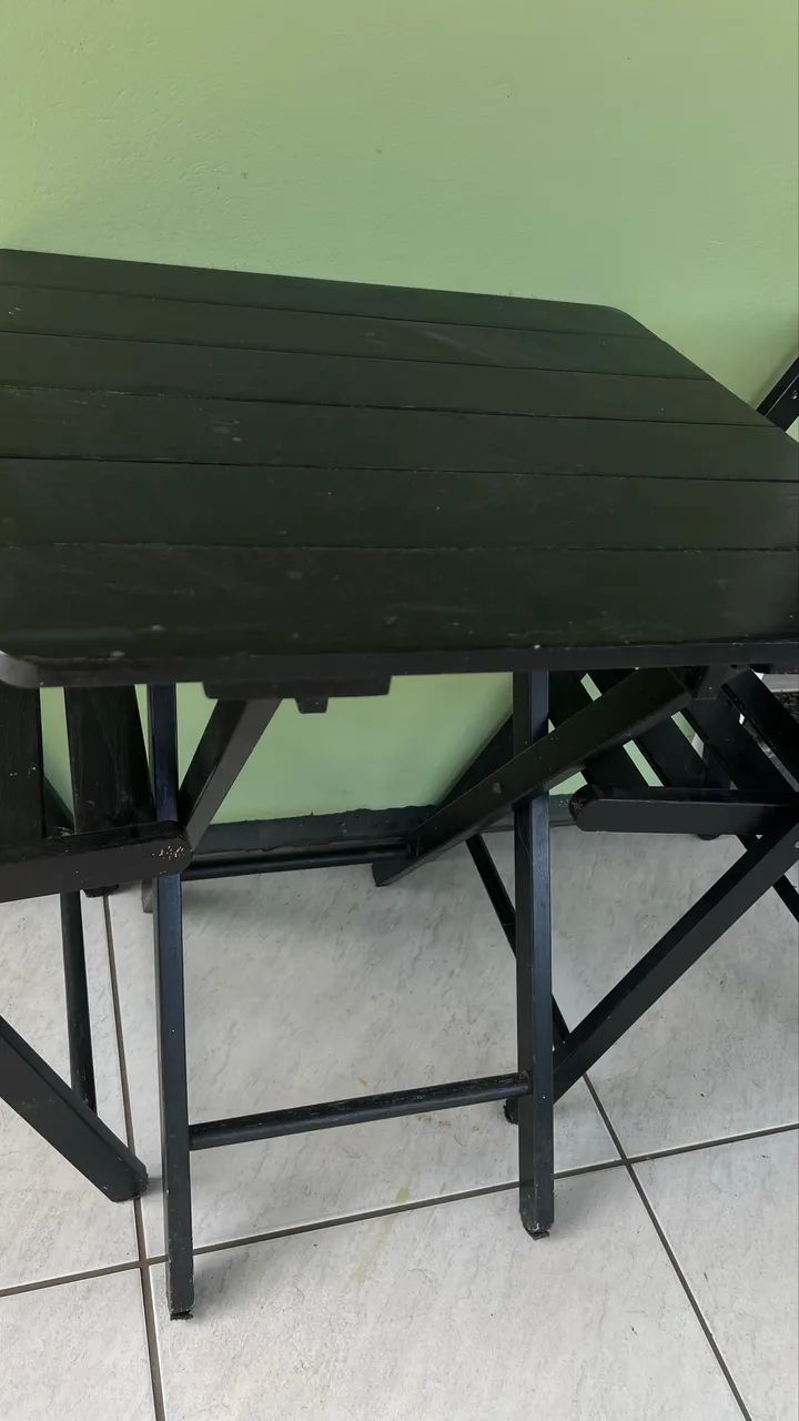 Mesa e 2 cadeira madeira - Foto 4