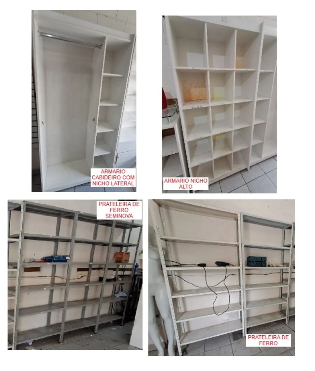 Lote de móveis usados para loja