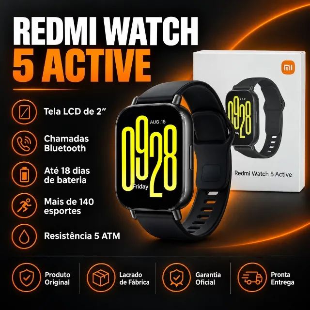 Smartwatch Redmi Watch 5 Active Global Chamadas Bluetooth