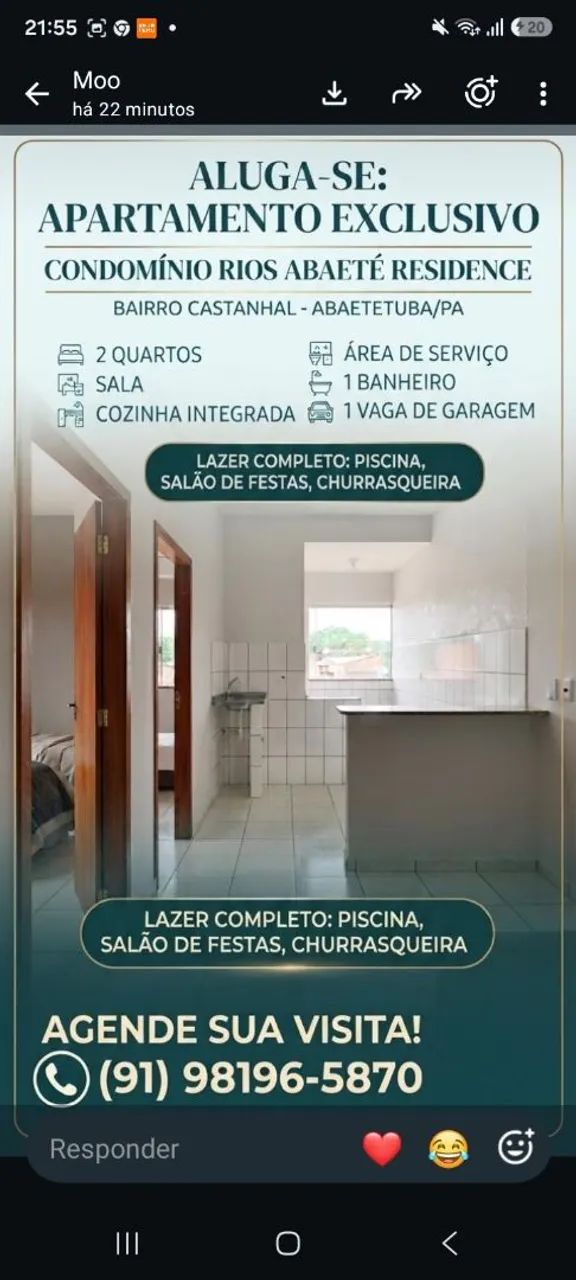 Aluguel de apartamento no Rios Abaete