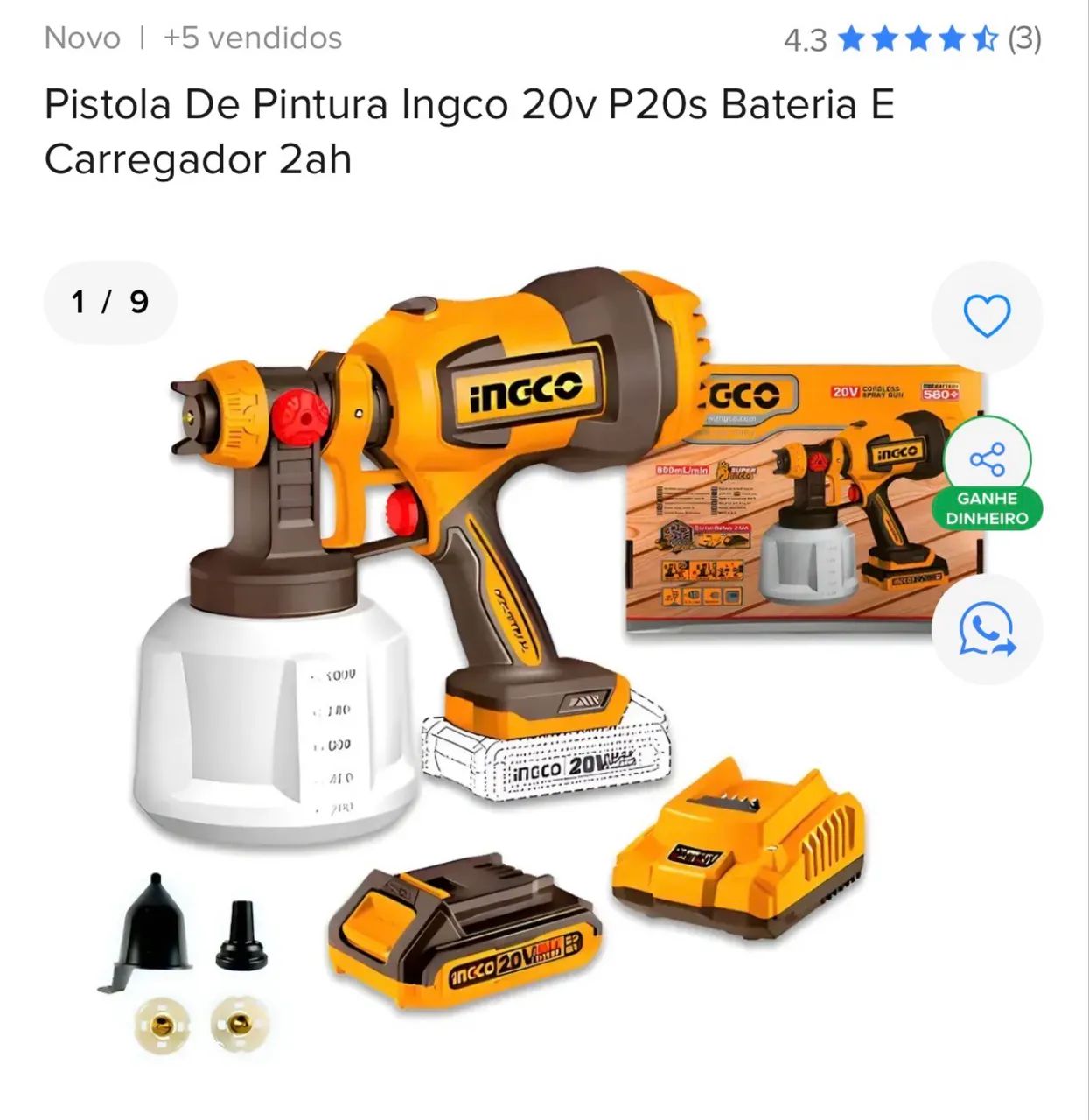 Vendo Pistola de Pintura INGCO 20V  - Foto 2