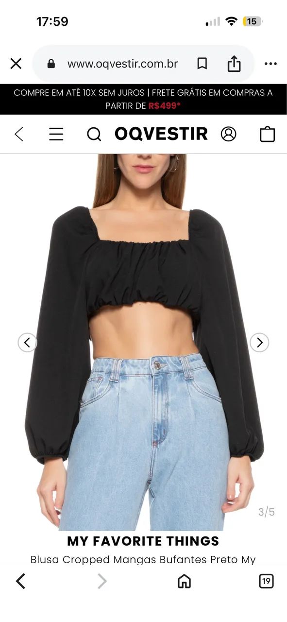 conjunto myft cropped e saia preto p - Foto 5