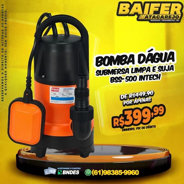Bomba D'água Submersa Limpa e Suja BSS-500 Intech