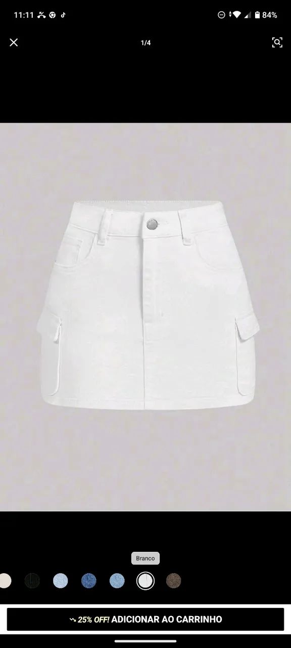 Saia cargo branca/ shein