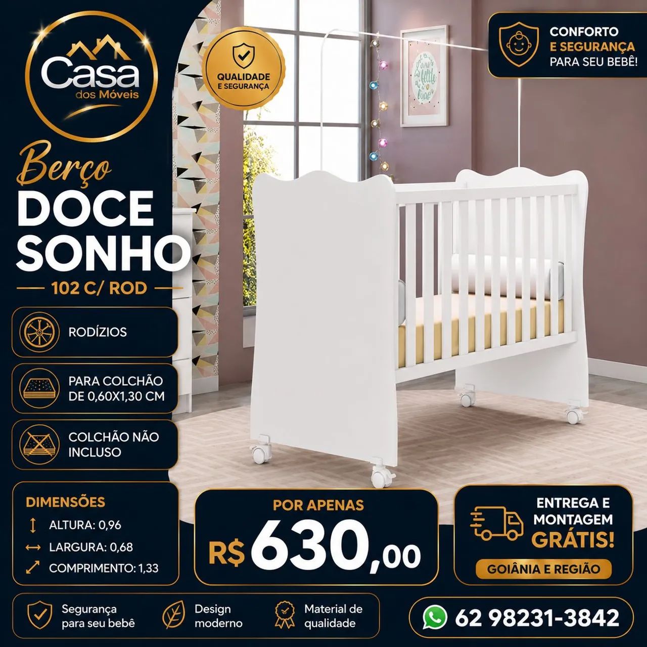 Berço Doce sonhos - Branco 