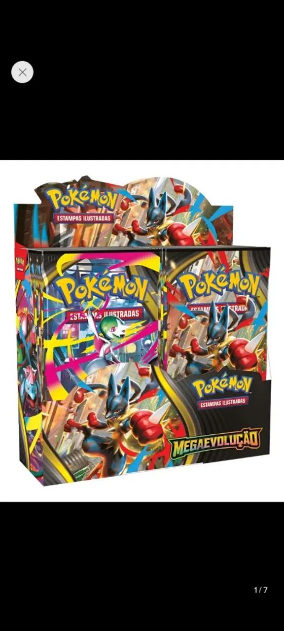 Box cards pokémon com 36 booster "LACRADA" Mega Evolução.