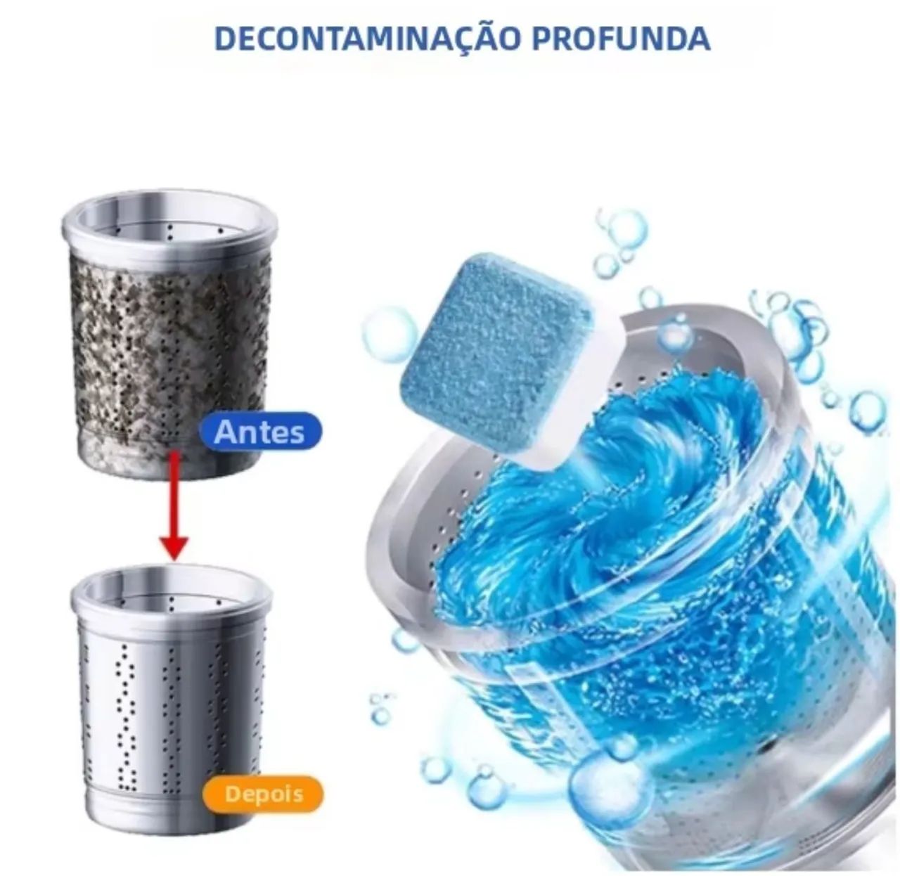 Kit 12 Pastilhas Limpa Máquina de Lavar Roupa - Limpeza Profunda Remove Odores e Resíduos. - Foto 6