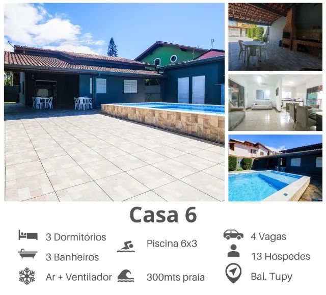 Casas Temporada Itanhaém - Piscina Aquecida, Churrasqueira,  Ar Condicionado - Foto 14