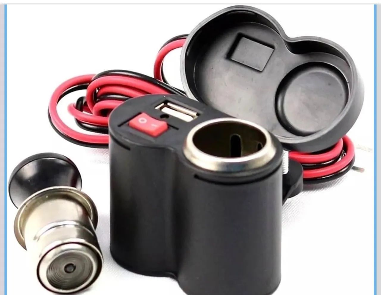 Carregador Para Moto Celular GPS Tomada USB 2.0 Adaptador Acendedor Guidão  - Foto 3
