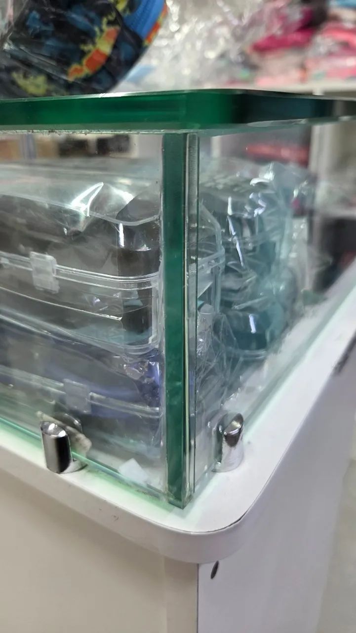 Balcão Vitrine MDF Branco com Vidro 100x41x103 cm - Foto 5