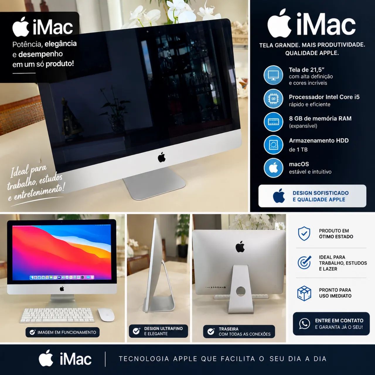 iMac Apple 21,5? Core i5 - 8GB RAM - HD 1TB - Excelente Estado