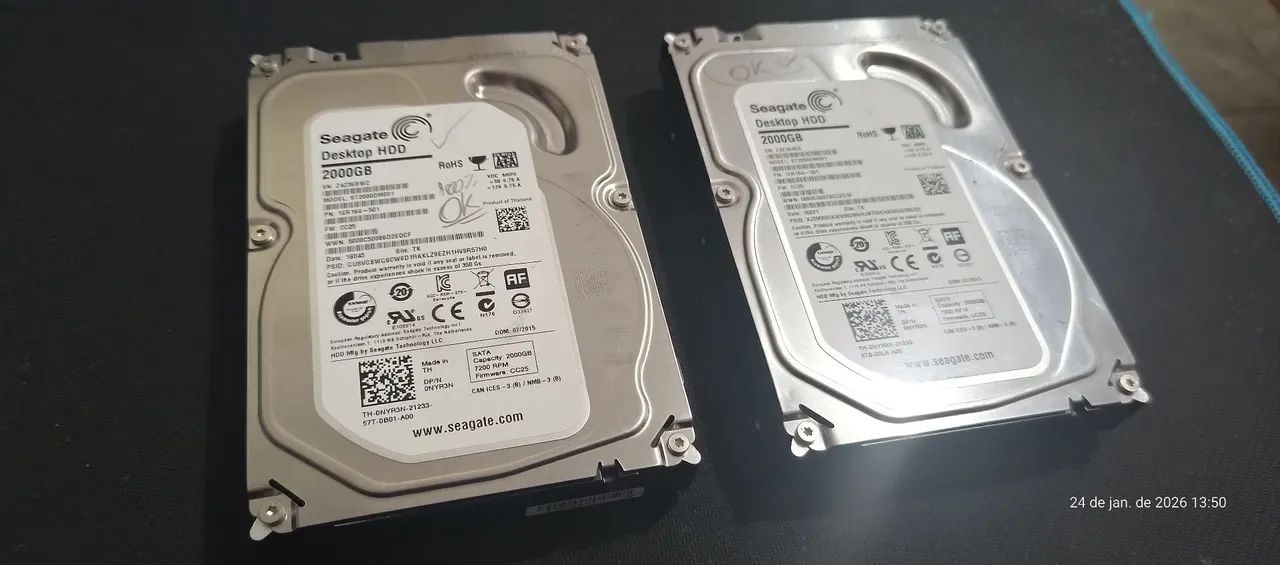 HD 2TB para Computador CPU Desktop DVR PS2 Fat ou Case Externa 