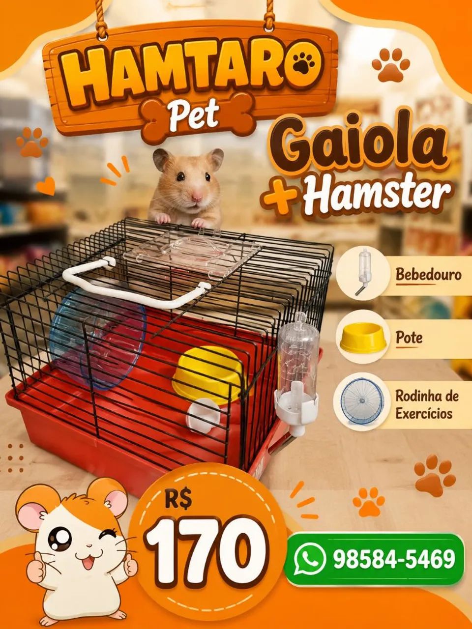 Gaiola + Hamster 