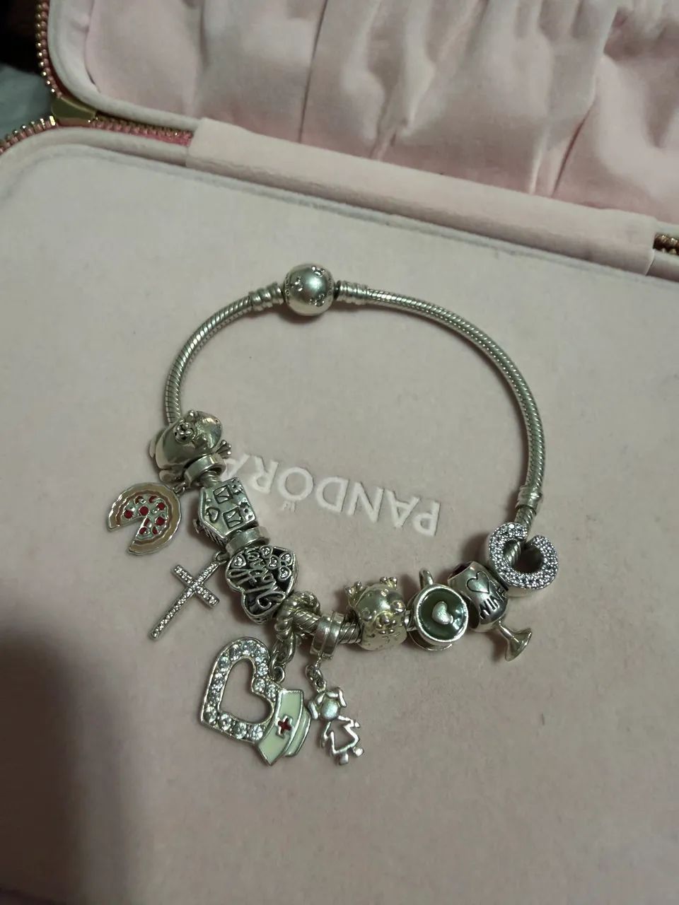 pulseira pandora original com berloques prata 925 - Foto 3