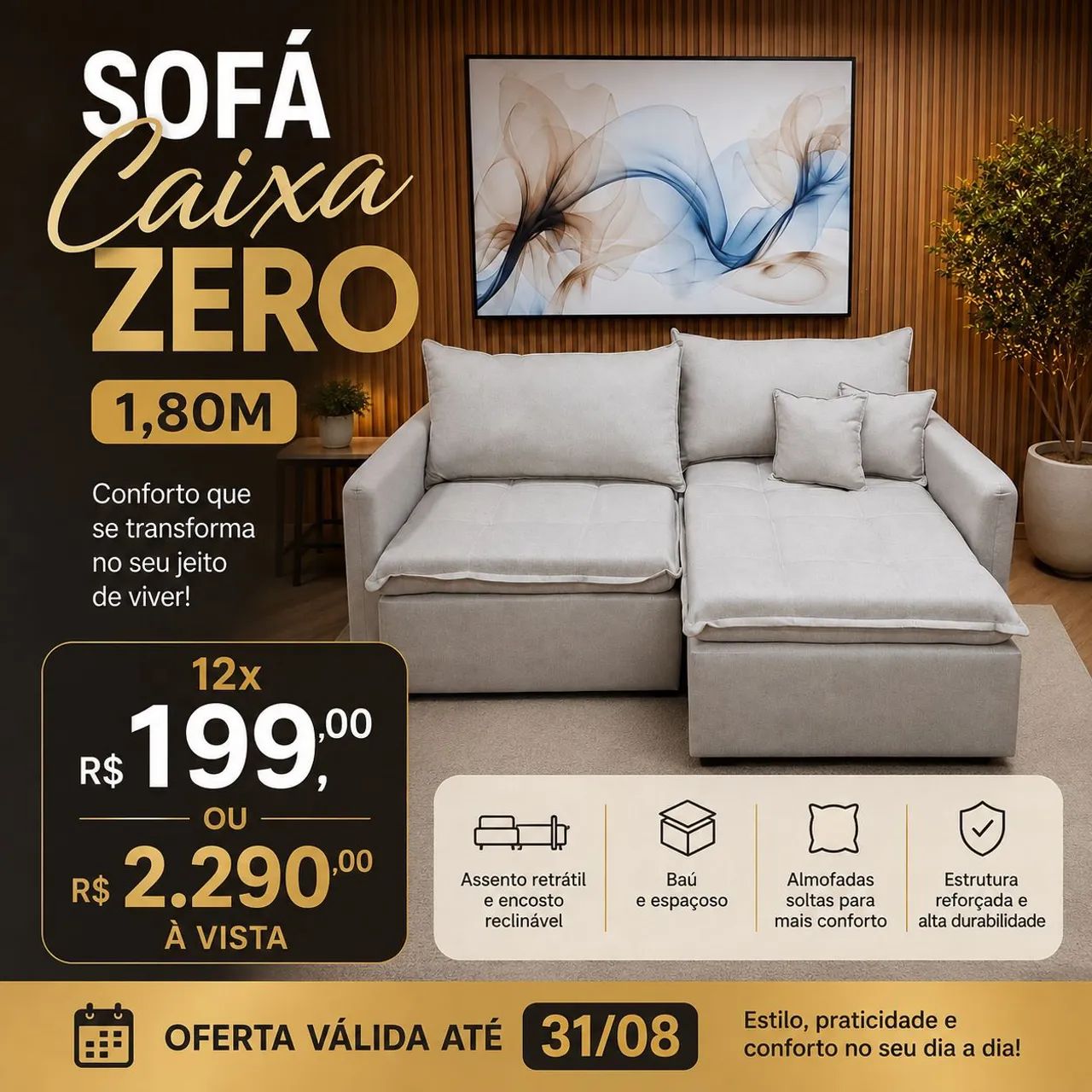 Sofá caixa zero 