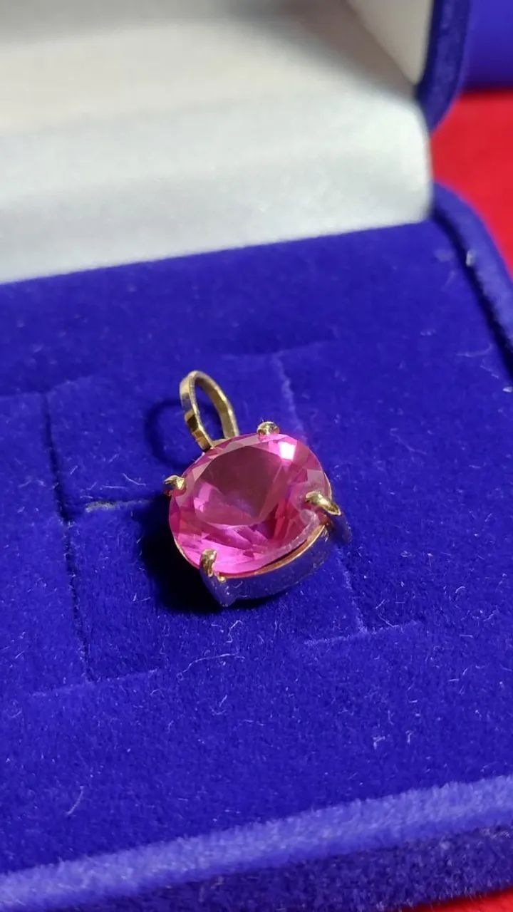 Pingente Pedra Zircônia 9 mm Ouro 18 Kilates Todas as Cores - Foto 2