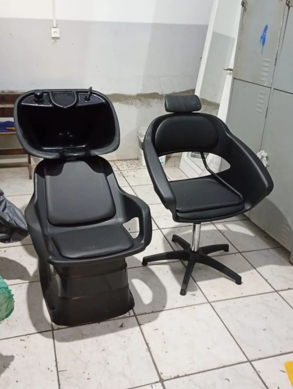 Lavadora e cadeira para salão 
