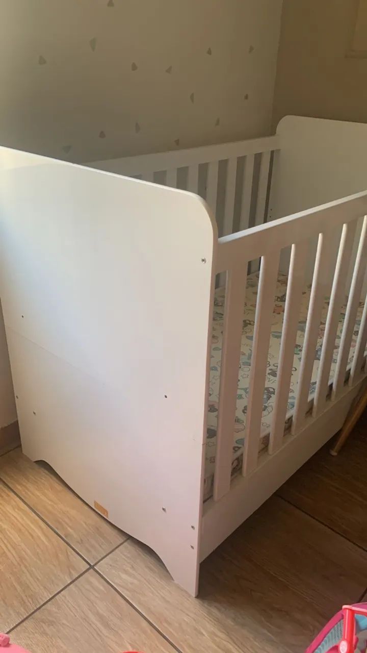 Berço 3 em 1 Branco com colchão 