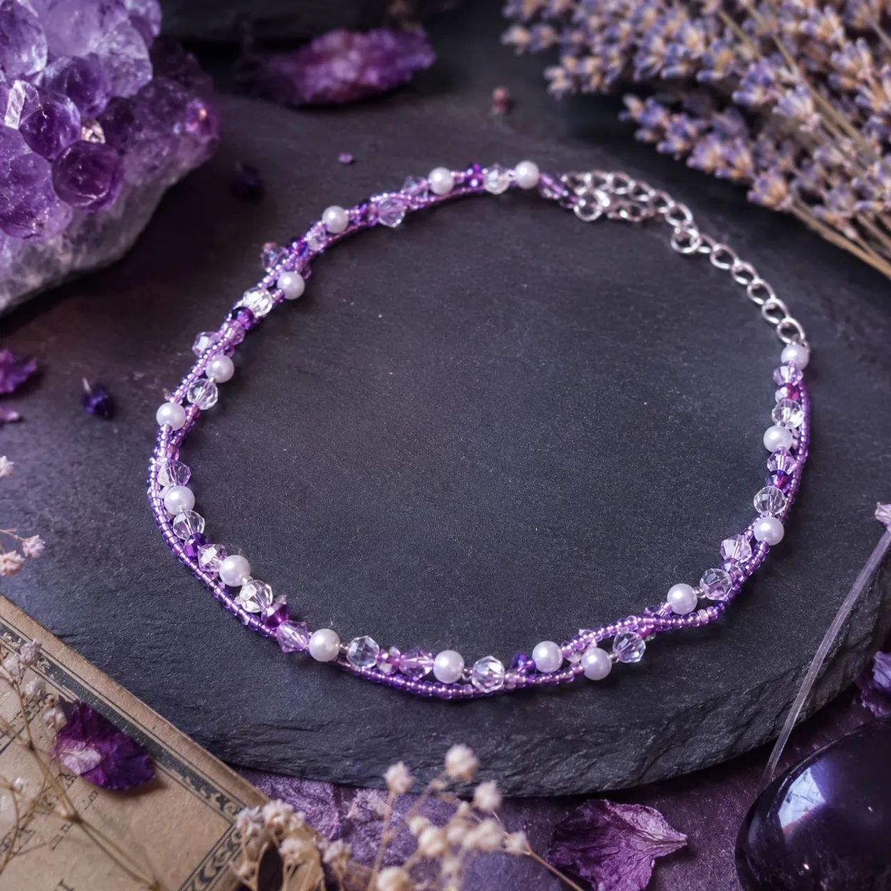 COLAR TRANÇADO ROXO DE MIÇANGAS! - Foto 2