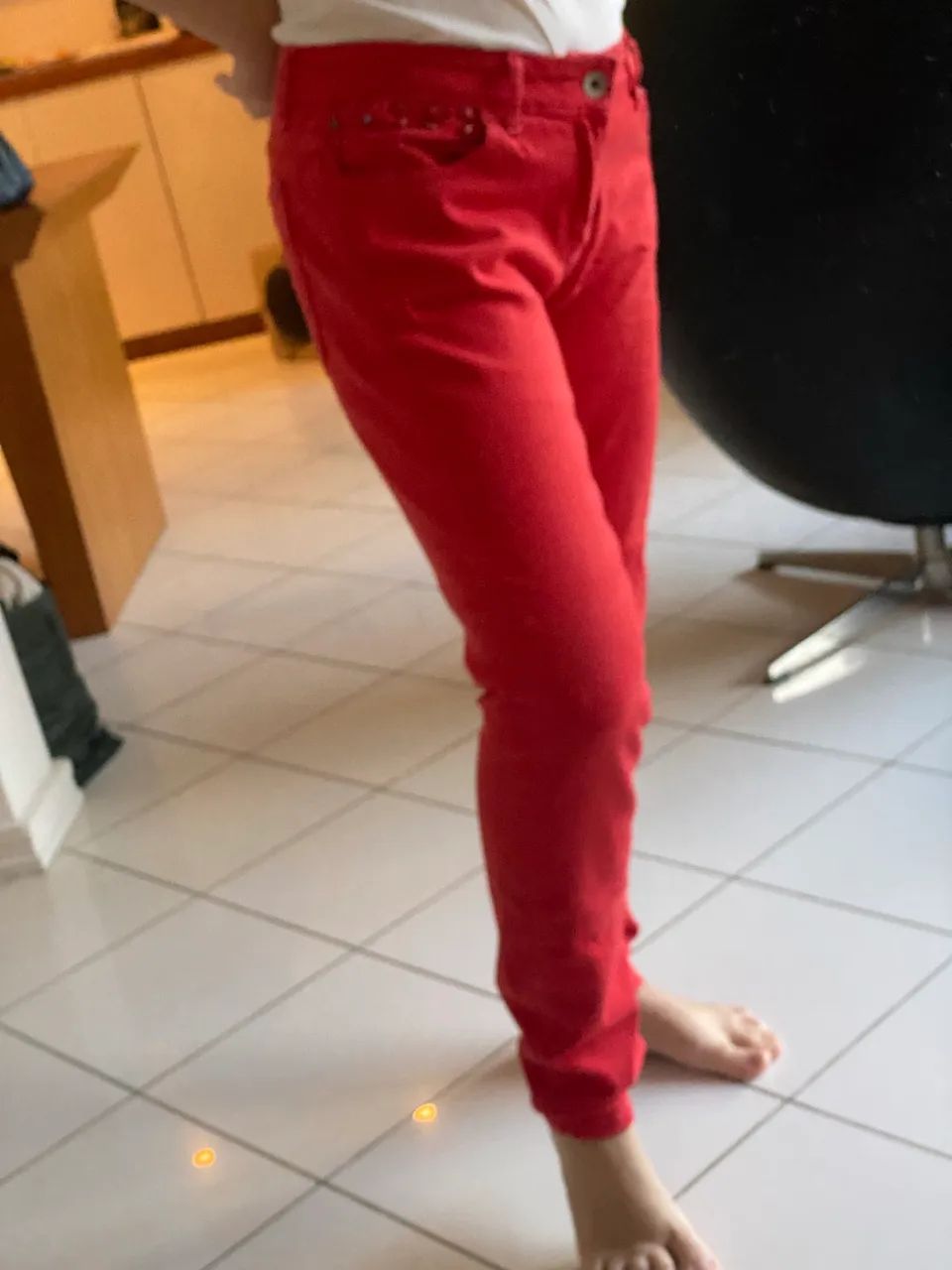 Calça le lis blanc skinny vermelha 