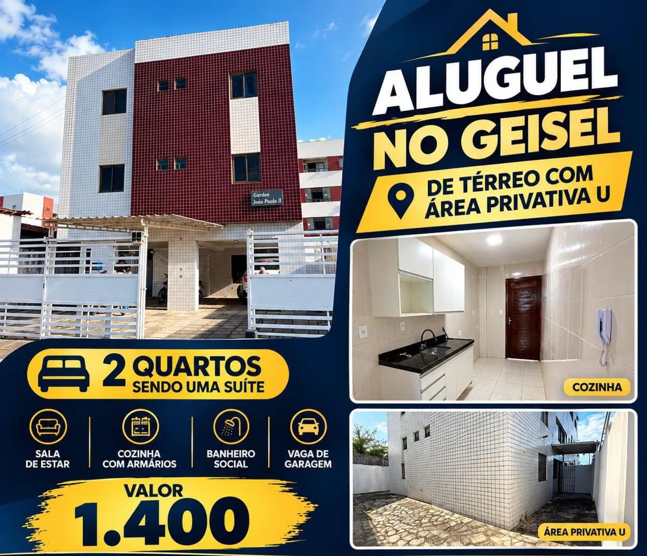 Térreo com Quintal em U no Geisel 