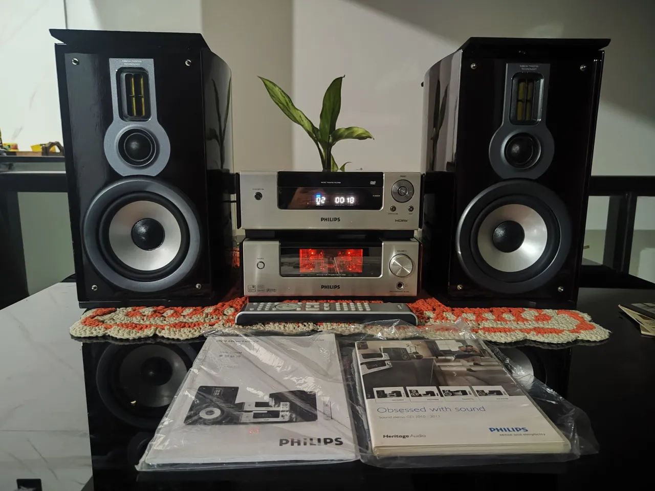 Conjunto Valvulado Philips MCD908 top com caixa Bookshelf não Marantz Denon 
