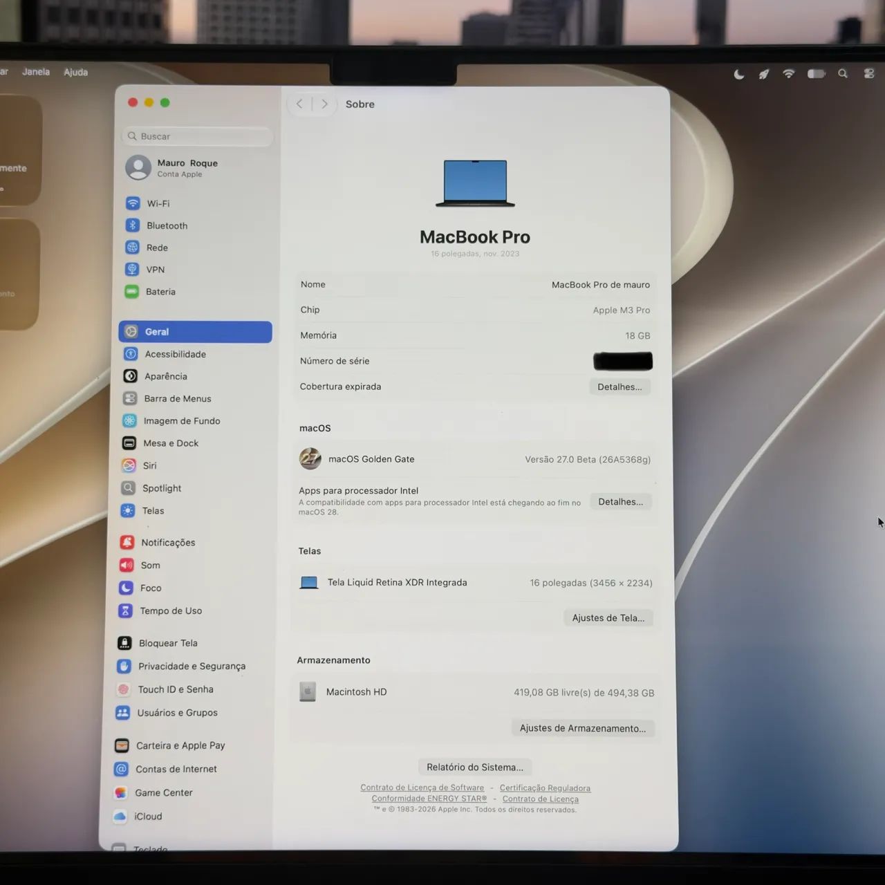 MacBook Pro 16" Apple M3 Pro 18GB RAM SSD 500GB Tela Liquid Retina XDR (Garantia)  - Foto 5