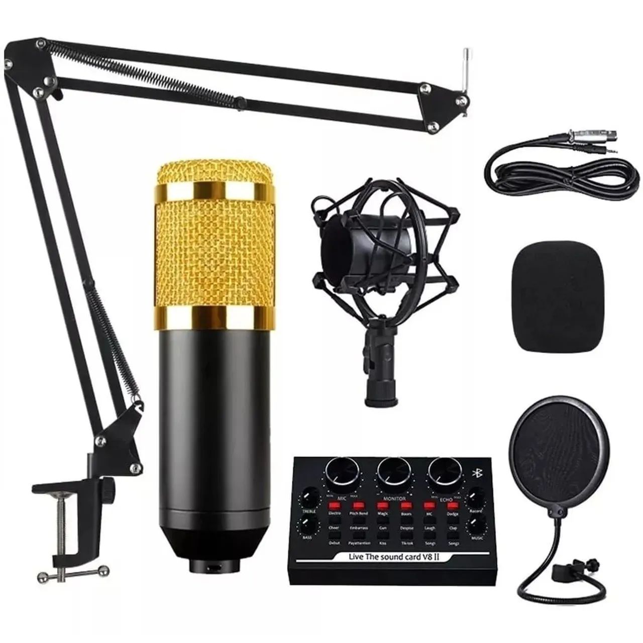 Kit Podcast com Microfone e Placa 431117195805337600