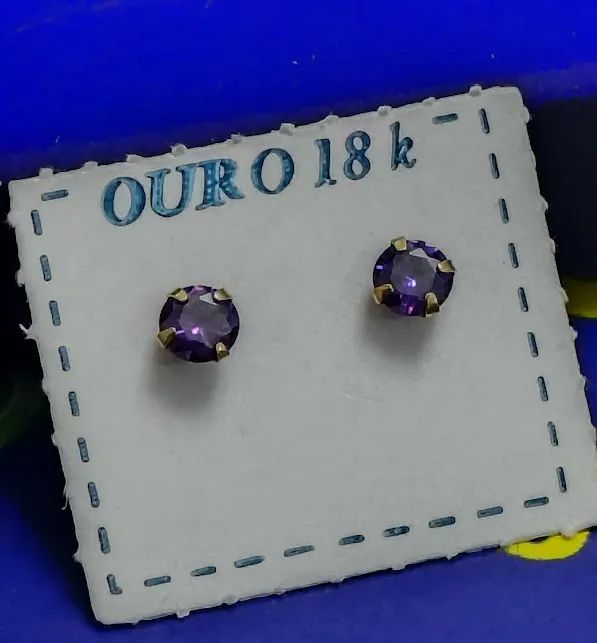 Brincos Zircônia 3 mm Cor Lilás
