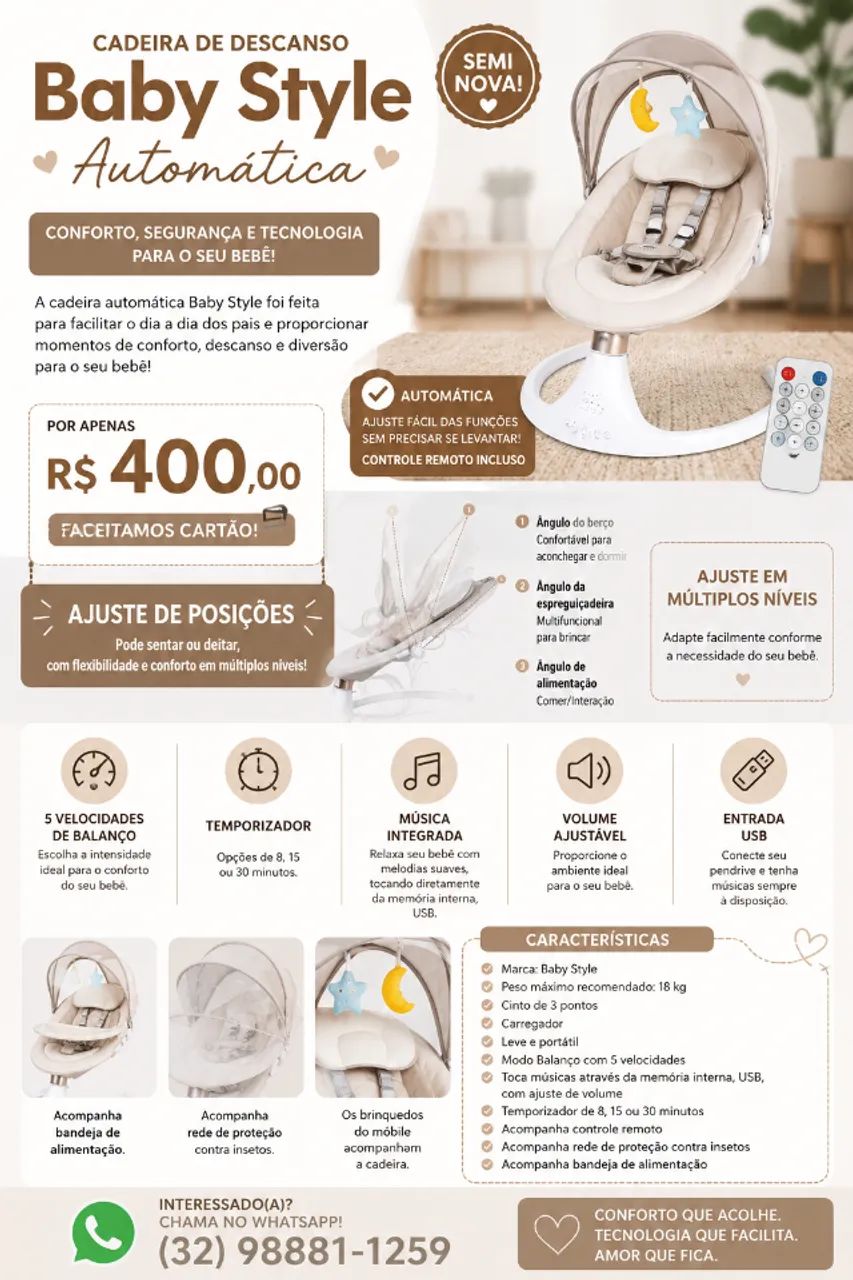 Cadeira de bebê automática 