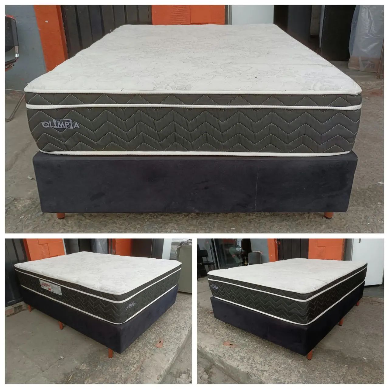 Conjunto Box Colchão Molas Paropas Extrapedic Olímpia + Base Crc Suede Black Semi Nova !