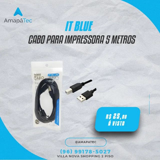 Cabo Para Impressora 5 METROS