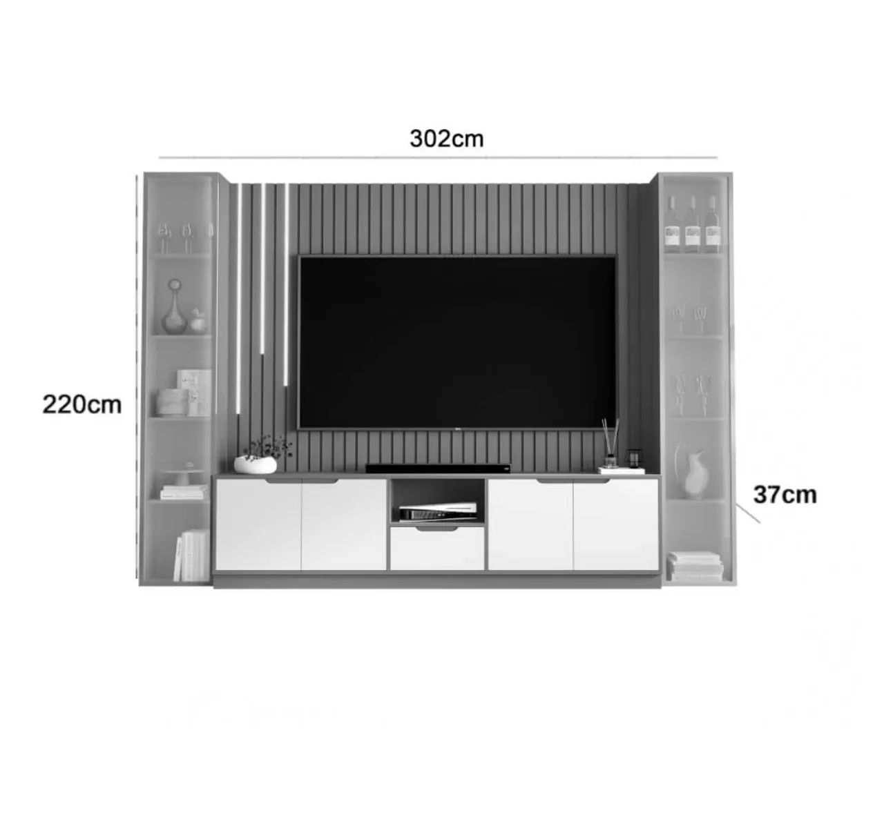 Rack com Painel Ripado  2 Torres com Led Cascata 100%MDF p76 - Foto 3