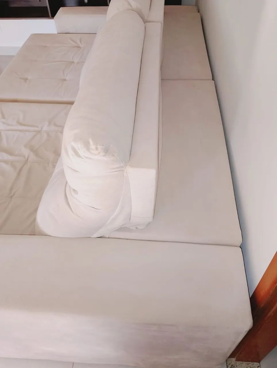 Sofá reclinável e retrátil cor off white, da móveis casa verde - Foto 5
